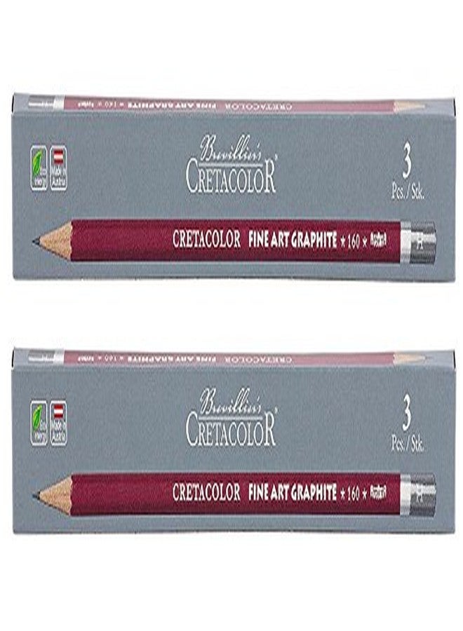 CRETACOLOR Cleos Fine Art Graphite H Set of 3 Pencils (Pack of 2), Grey Shade | Ideal for Drawing, Sketching, Mandala, Shading, Portrait, Pencils for Artists, Fine Art Students.